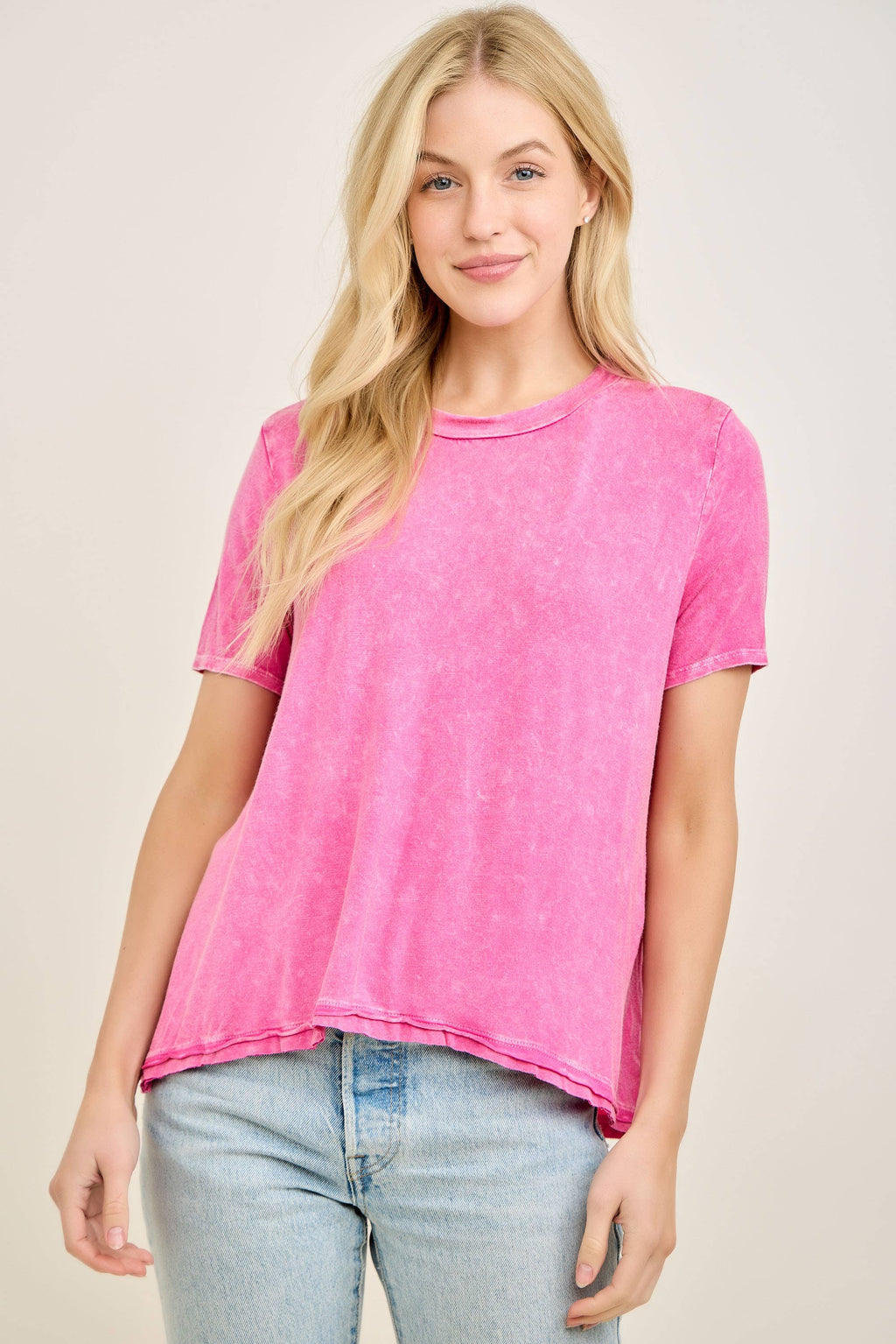j.Her - Mineral Washed Soft Slinky Crewneck Basic top