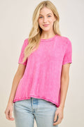 j.Her - Mineral Washed Soft Slinky Crewneck Basic top