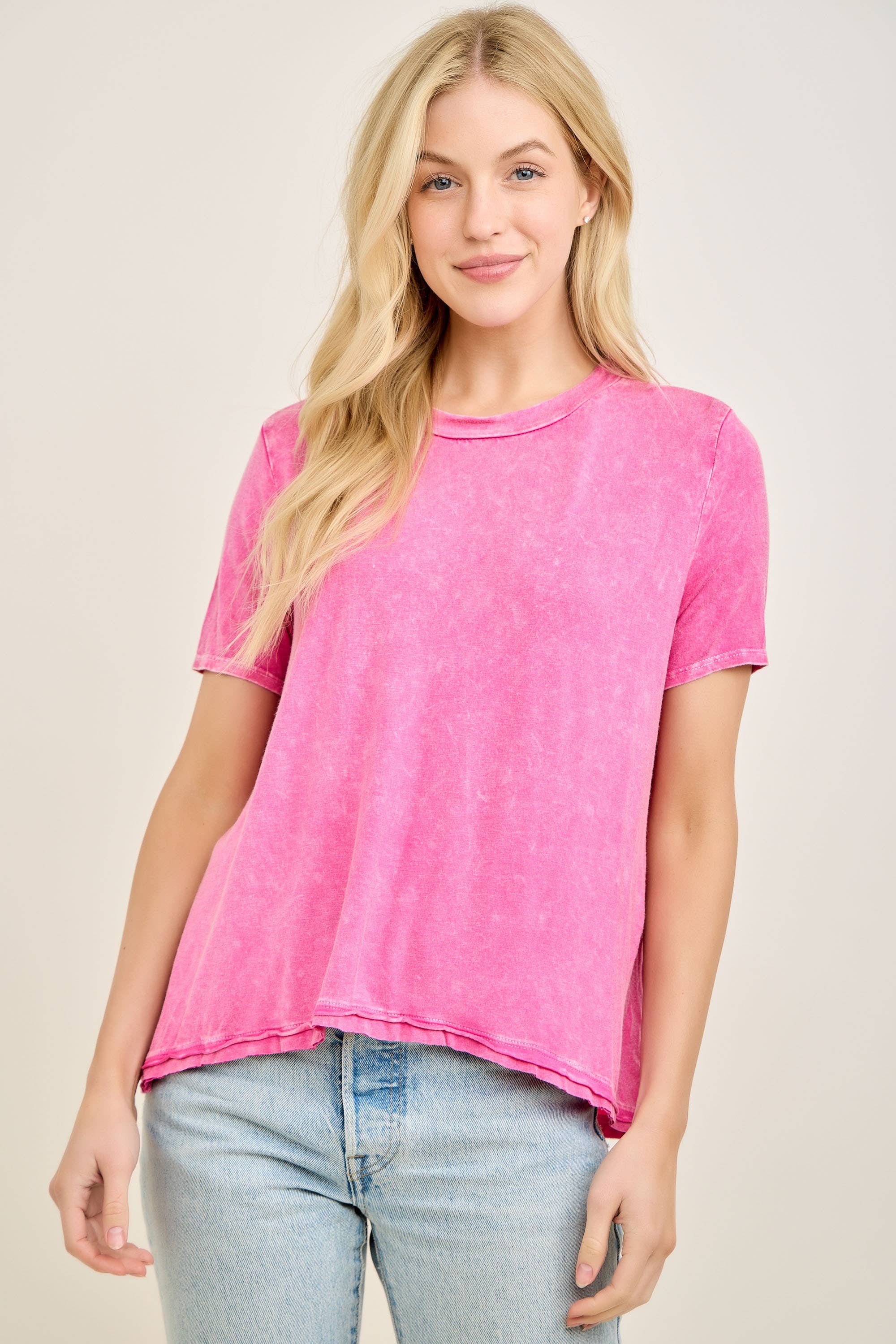 j.Her - Mineral Washed Soft Slinky Crewneck Basic top