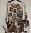 POHEART Beige Hearts V-Neck Knit Printed Sweater LOOWIE