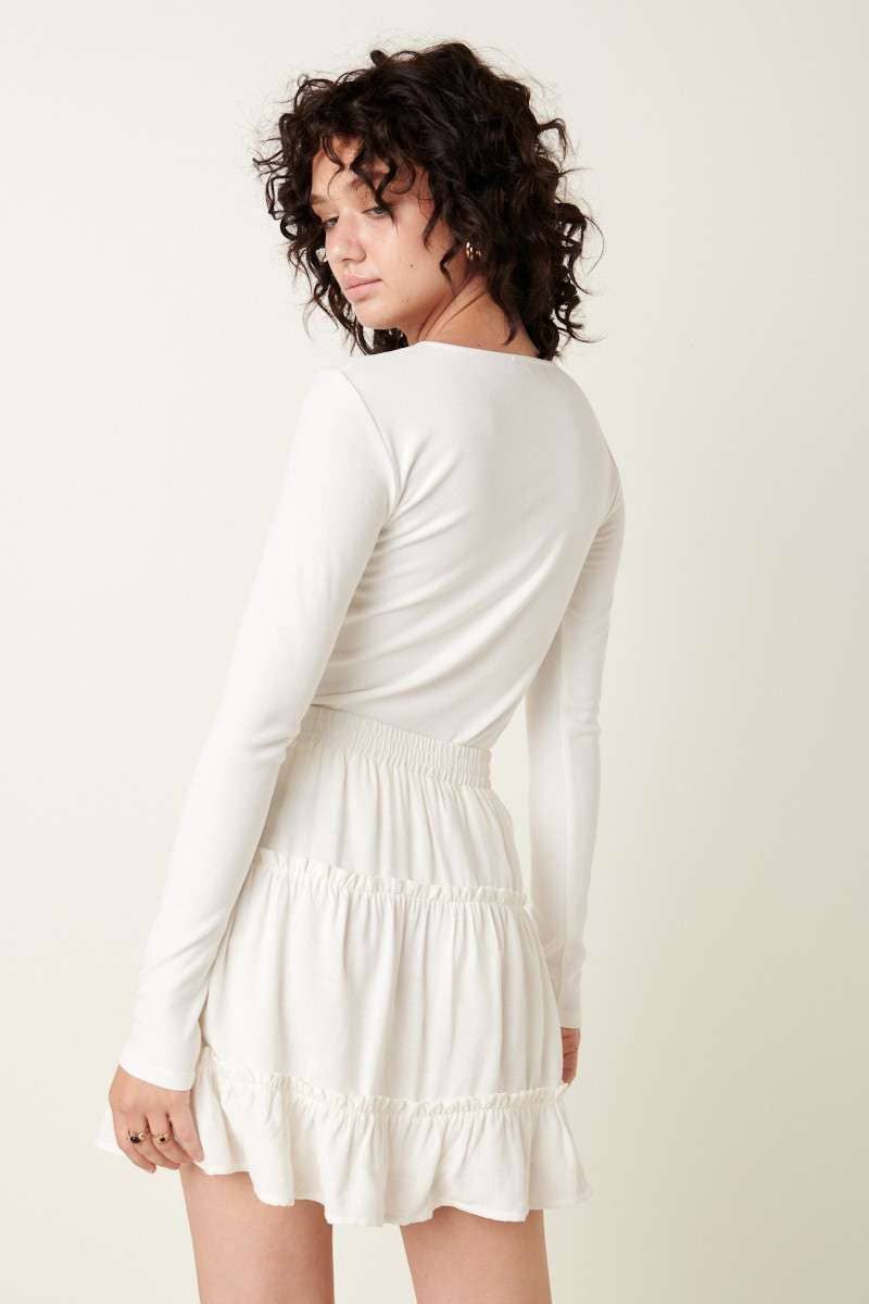 H90153A - 2TIER RUFFLE MINI SKIRT