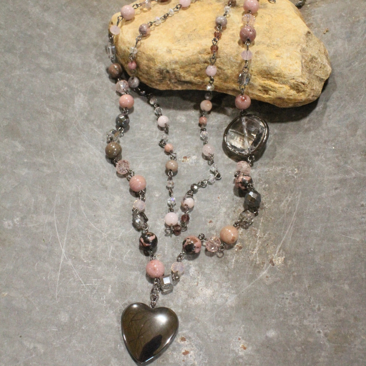 The Primitive Peddler - Pink Passion Heart Layered Necklace