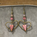 The Primitive Peddler - Sweetness Overload Czech Heart Dangle Drop Earrings