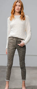 Easel -  Leopard Print Stretch Twill Pants