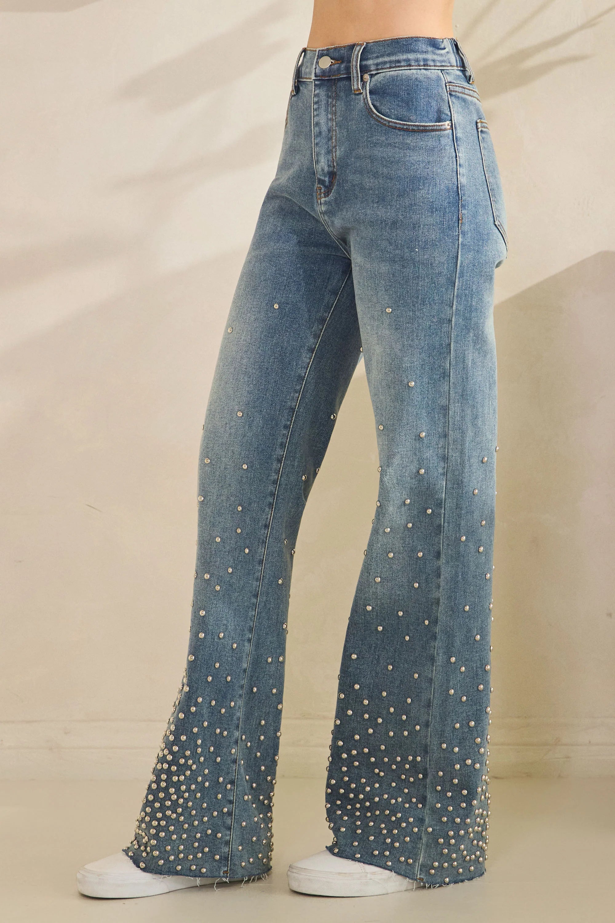 Oli & Hali - Washed Embellished Denim Straight Jeans