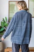 Oli & Hali - Ruffle Contrast Detail Striped Button Down Shirt