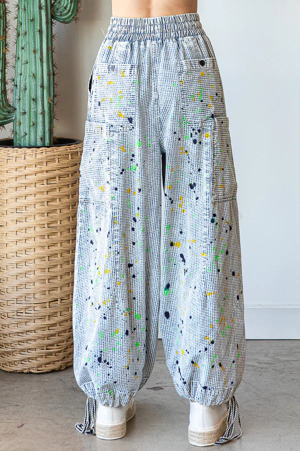 Oli & Hali - Splashes Elastic Waist Cargo Jeans