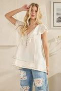Oli & Hali - Cream Ruffle Collar Sleeveless Top