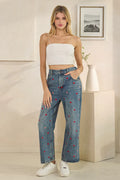 Oli & Hali - Washed Heart Embroidered Boyfriend Jeans