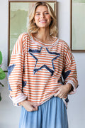 Oli & Hali - Star Patchwork Striped Drop Shoulder Top