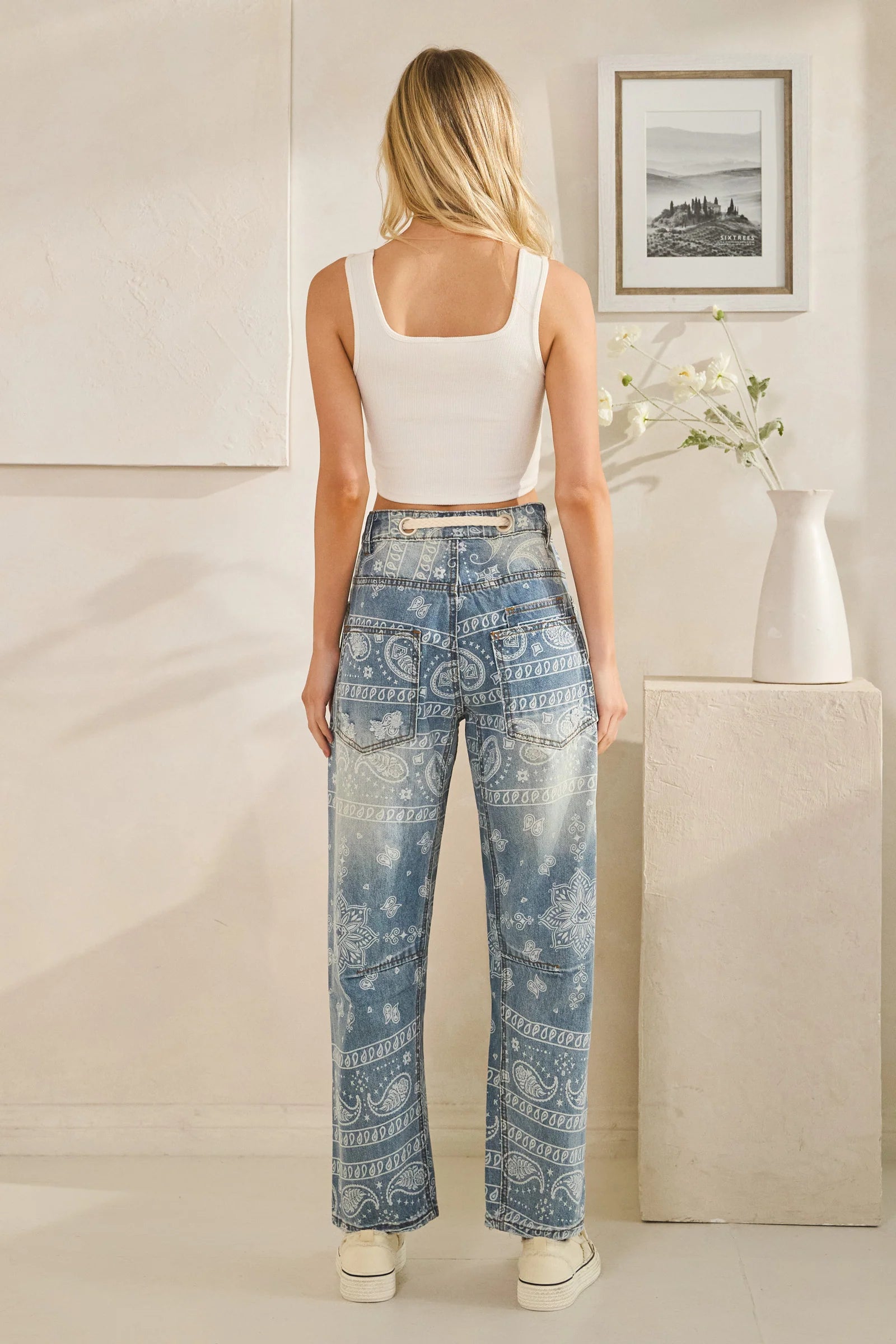 Oli & Hali - Washed Paisley Path Print Denim