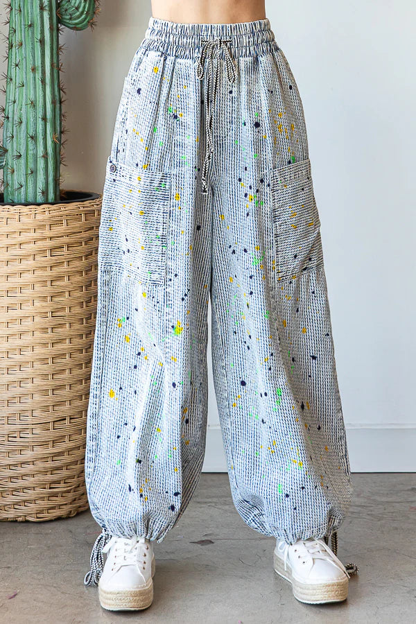 Oli & Hali - Splashes Elastic Waist Cargo Jeans