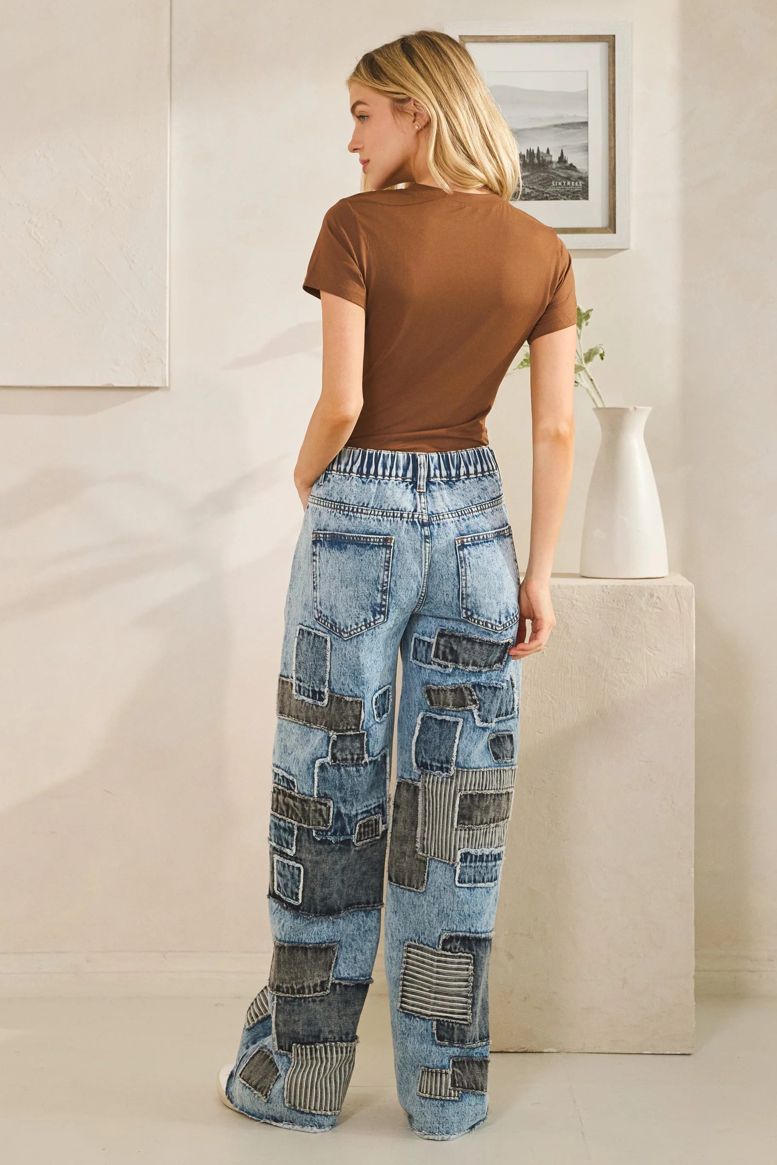 Oli & Hali - Multi Square Patches Straight Jeans