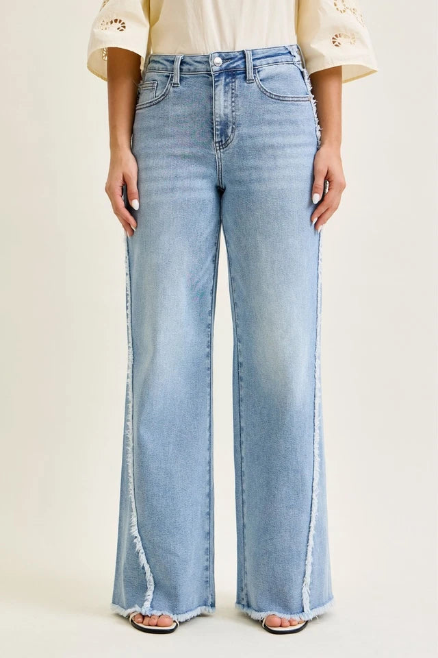 Judy Blue - High Waisted Retro Wide Leg w/ Raw Twisted Outseam
