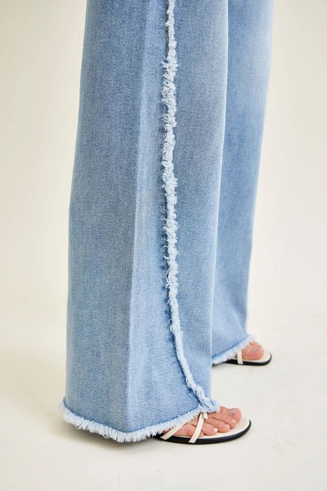 Judy Blue - High Waisted Retro Wide Leg w/ Raw Twisted Outseam