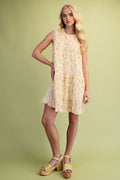 Easel - Sleeveless Natural/yellow floral dress