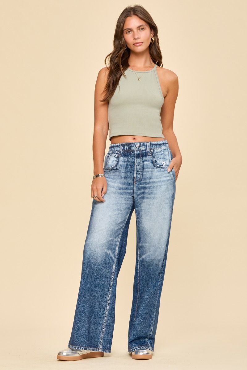 Dear Scarlett - "Denim" Wide Leg Pants